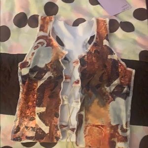 Sexy Lace Up Printed Club Tie Front Top